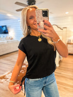 Load image into Gallery viewer, Black Capped Short Sleeve Tee
