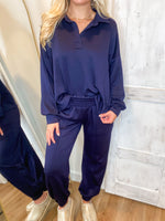 Load image into Gallery viewer, Settling Down Butter Luxe Navy Joggers
