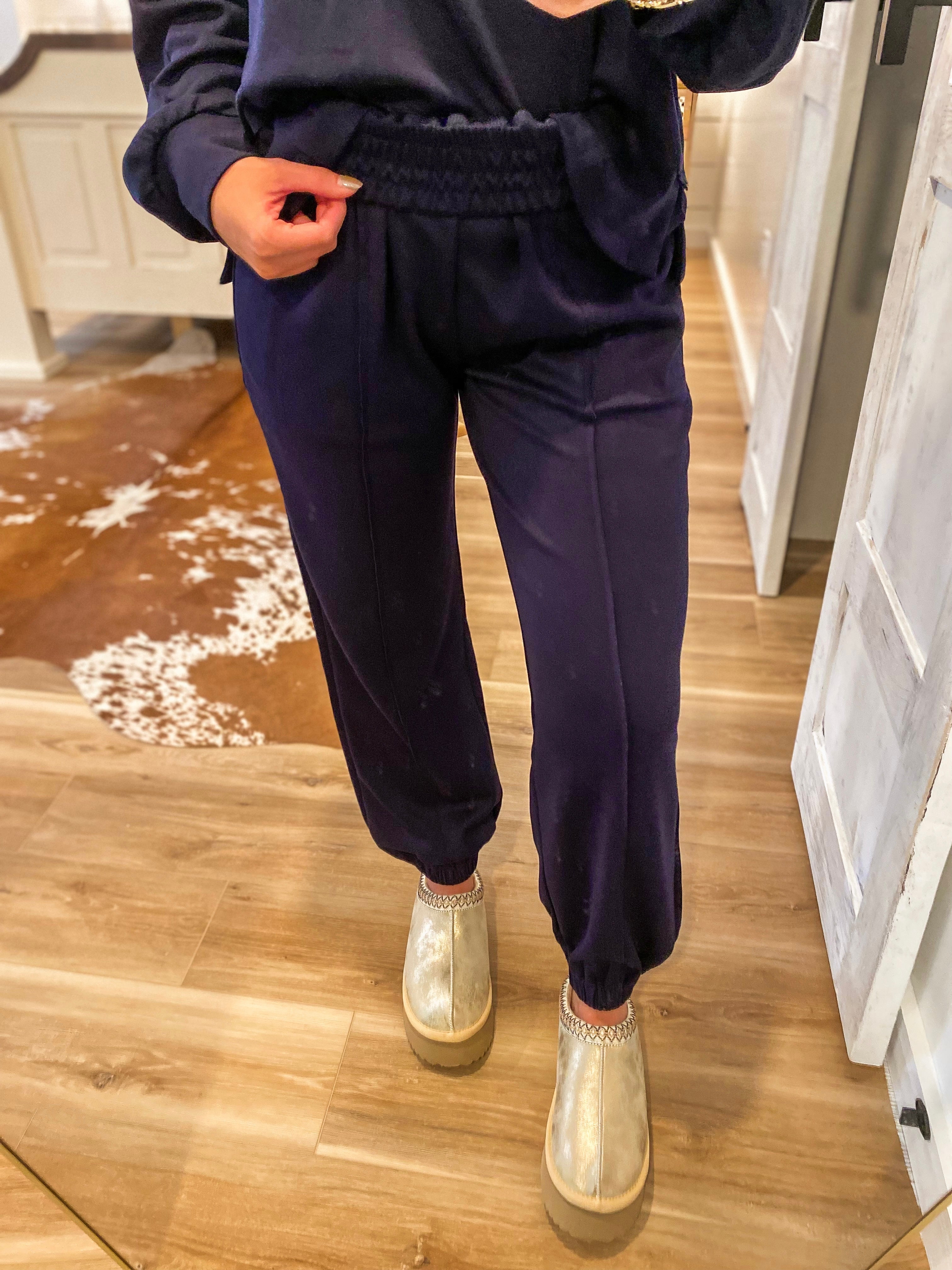 Settling Down Butter Luxe Navy Joggers