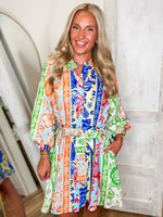 Load image into Gallery viewer, Time Has Come Multi Botanical Mini Dress
