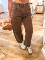 Load image into Gallery viewer, Just Black Vintage Espresso Barrel Denim With Seams
