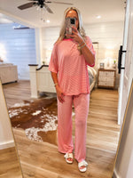 Load image into Gallery viewer, Effort Given Bubblegum Stripe Tee &amp; Lounge Pant Set
