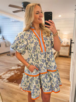 Load image into Gallery viewer, See You Smile Floral Periwinkle Poplin Mini Dress

