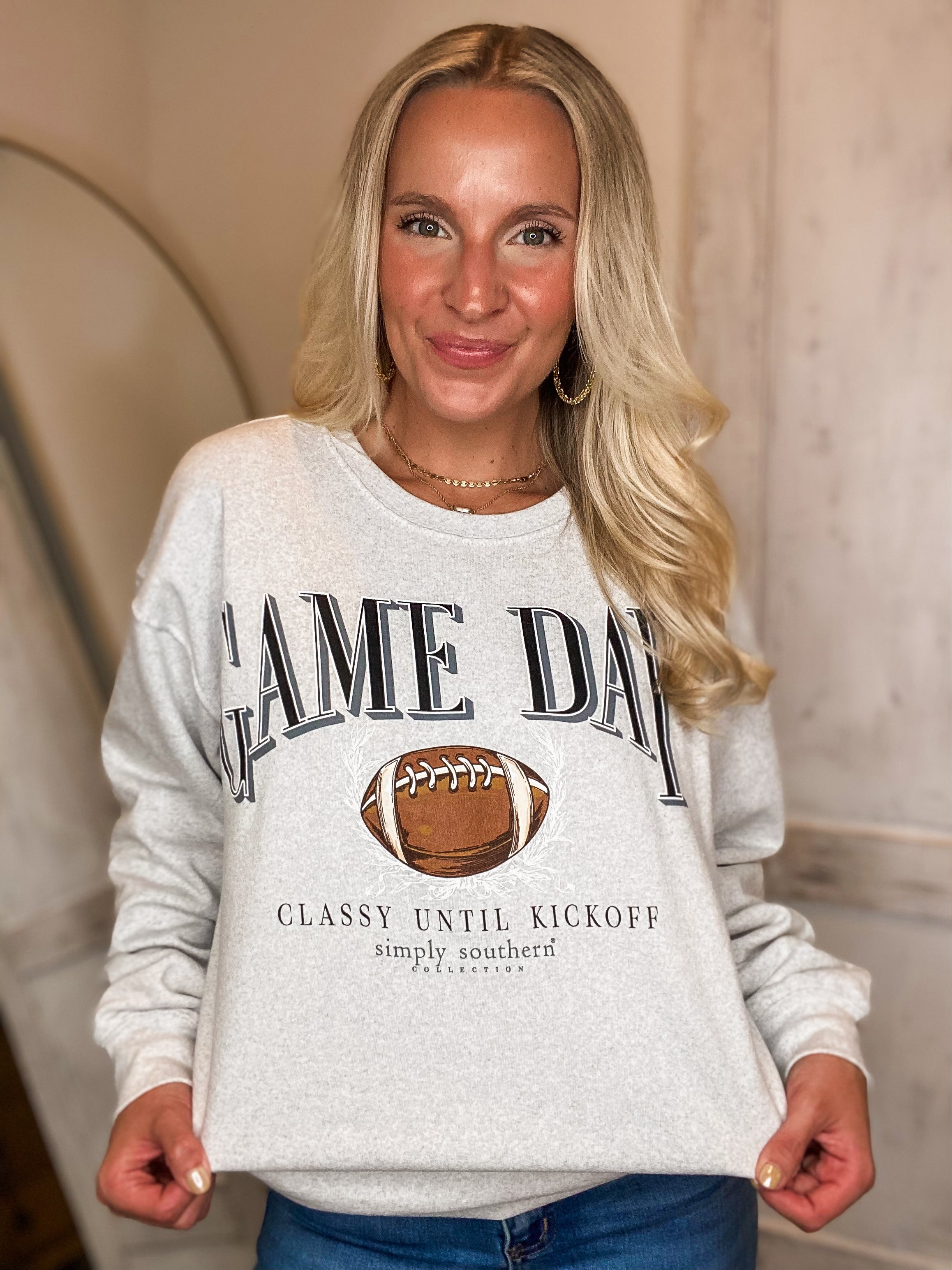 Game Day Simply Southern Gray Sweatshirt