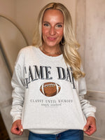 Load image into Gallery viewer, Game Day Simply Southern Gray Sweatshirt
