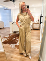 Load image into Gallery viewer, Shining Bright Gold Blouse &amp; Palazzo Pant Set
