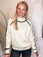 Load image into Gallery viewer, Giving Back Ivory Contrast Turtleneck Sweater
