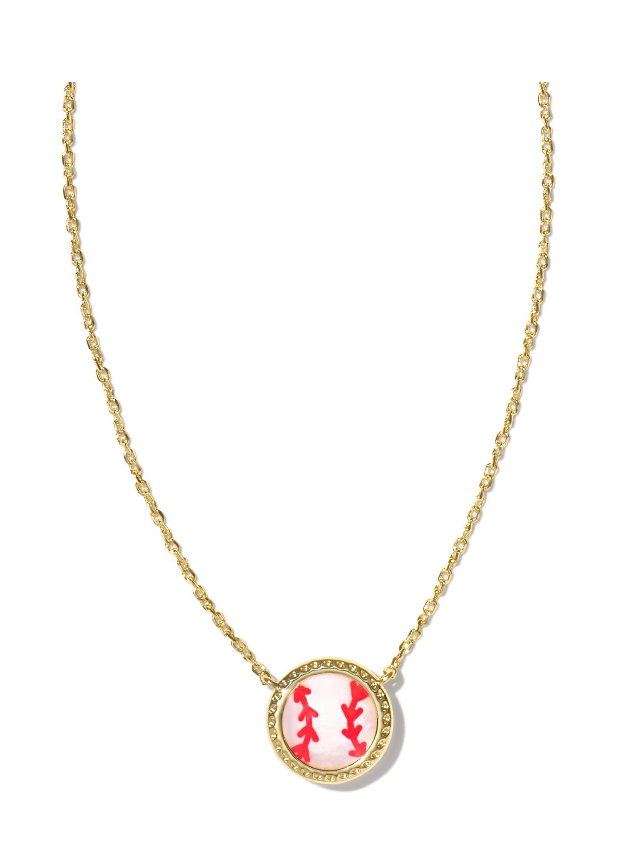 Baseball Ivory Mother Of Pearl Gold Pendant Necklace