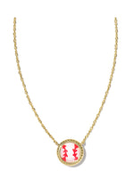 Load image into Gallery viewer, Baseball Ivory Mother Of Pearl Gold Pendant Necklace
