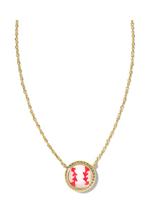 Baseball Ivory Mother Of Pearl Gold Pendant Necklace