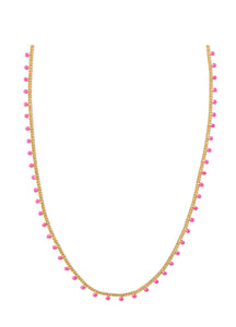 Kelsey Pink Enamel Gold Strand Necklace