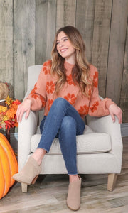 Floral Rust Simply Southern Cropped Sweater
