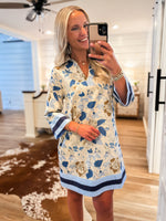 Load image into Gallery viewer, In The Wind Blue Floral Mini Dress
