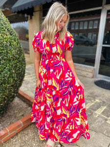 Island Time Pink Floral Maxi Dress