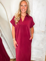 Load image into Gallery viewer, Found You Burgundy Luxe Butter Maxi Dress
