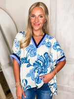 Load image into Gallery viewer, All Along Navy Paisley Blouse

