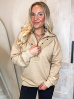 Load image into Gallery viewer, Call You Out Taupe Double Layer Quilted Pullover
