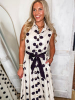 Load image into Gallery viewer, Coming Around Black Polka Dot Maxi Dress
