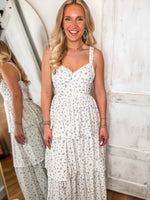 Load image into Gallery viewer, Along With Me Blue Floral Corset Midi Dress
