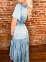Load image into Gallery viewer, Feeling Good Sky Blue Tiered Midi Dress
