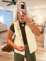 Load image into Gallery viewer, Talking About Ivory/Paisley Quilted Reversible Vest
