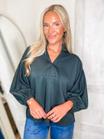 Load image into Gallery viewer, Little Things Forest Luxe Knit Blouse
