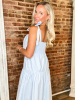 Load image into Gallery viewer, At An Event Baby Blue Bow Midi Dress
