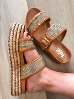 Load image into Gallery viewer, Walk Of Shame Tan Raffia Corkys Sandal
