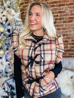 Load image into Gallery viewer, Cheerful Season Taupe &amp; Black Plaid Puffer Vest
