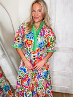 Load image into Gallery viewer, My Own Way Green Multi Floral Midi Dress
