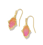 Load image into Gallery viewer, Lee Sunrise Ombre Drusy Petal Framed Gold Drop Earring
