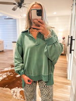 Load image into Gallery viewer, This Time Green Mineral Washed Pullover
