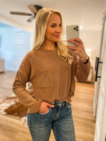 Load image into Gallery viewer, Best Of It Mocha Ribbed L/S Blouse
