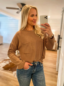 Best Of It Mocha Ribbed L/S Blouse