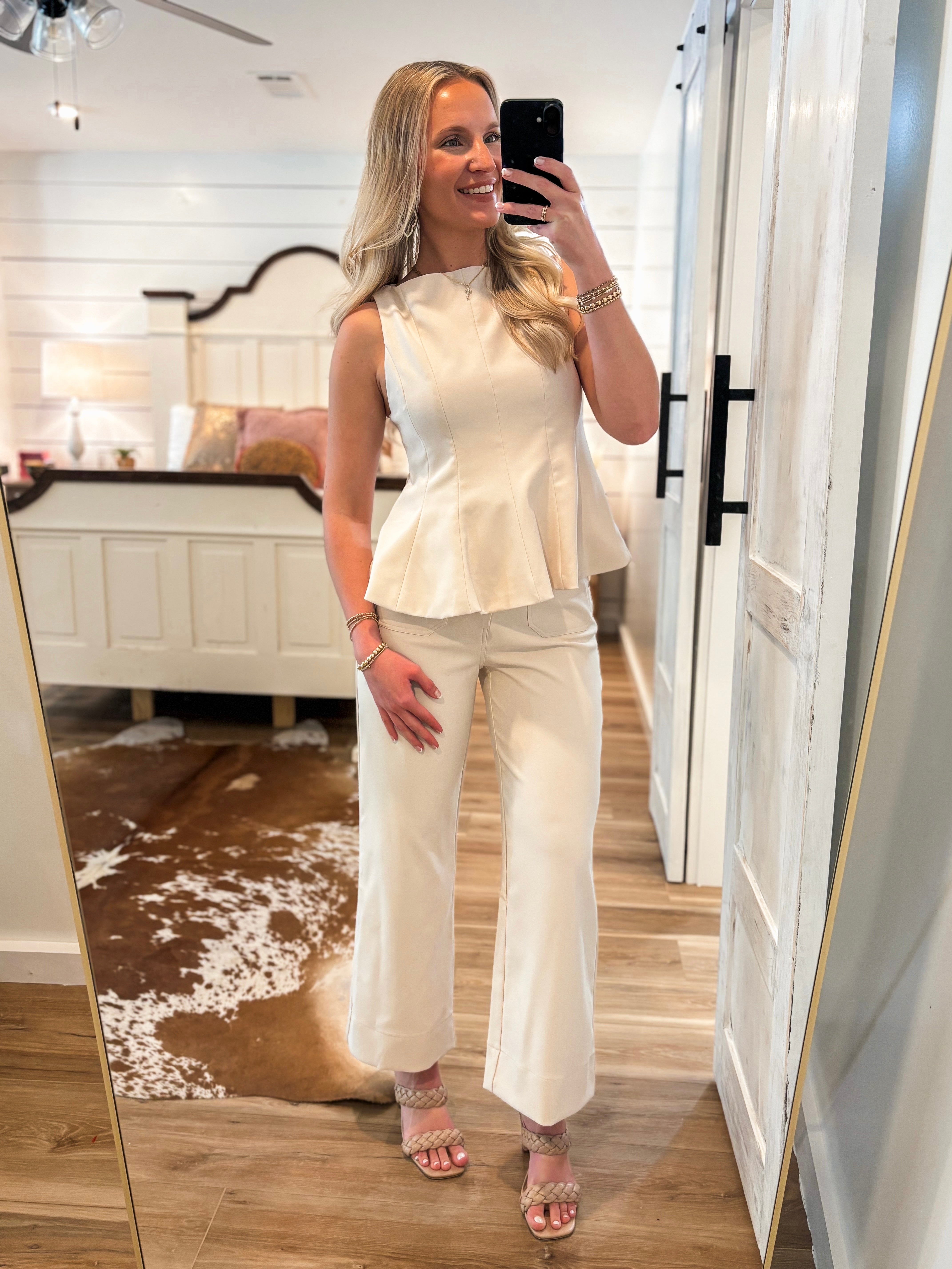 Break Through Cream Cropped Trouser Pant