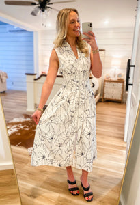 Taking Time Ivory Floral Midi Dress