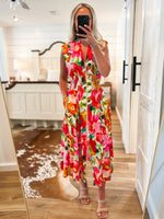 Load image into Gallery viewer, Summer Plans Multi Floral Front Zip Midi Dress
