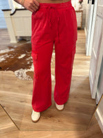 Load image into Gallery viewer, All In Red Pullover &amp; Cargo Lounge Pant Set
