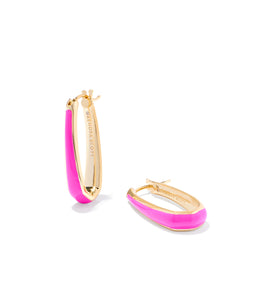 Kelsey Pink Enamel Gold Hoop Earrings