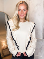 Load image into Gallery viewer, Never Miss Love Ivory Ruffle Sweater
