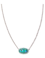 Load image into Gallery viewer, Elisa Bronze Veined Aqua Magnesite Color Burst Framed Silver Pendant Necklace
