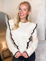 Load image into Gallery viewer, Never Miss Love Ivory Ruffle Sweater
