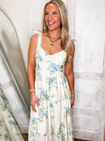 Load image into Gallery viewer, Waiting Here Blue Floral Midi Dress

