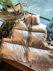 Season's Bliss Gold Metallic Croppe Simply Southern Puffer Vest