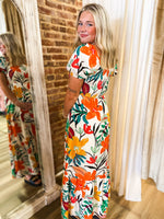 Load image into Gallery viewer, Island Vibes White Floral Maxi Dress
