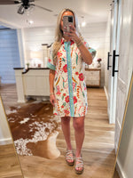 Load image into Gallery viewer, At Best Multi Floral Contrast Button Down THML Dress

