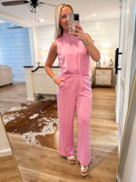 Load image into Gallery viewer, Meeting Place Pink Luxe Knit Tank &amp; Trouser Pant Set
