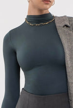 Load image into Gallery viewer, Our Purpose Teal Mock Neck Seamless Long Sleeve Top

