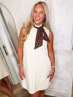 Load image into Gallery viewer, Far Out Ecru Shift Dress, w/ Brown Scarf
