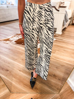 Load image into Gallery viewer, Gray &amp; Ecru Zebra Wide Leg Pant
